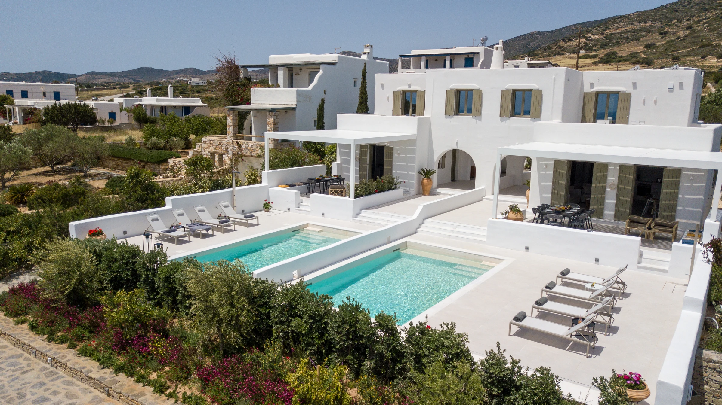 The estate and its saltwater pools from above
