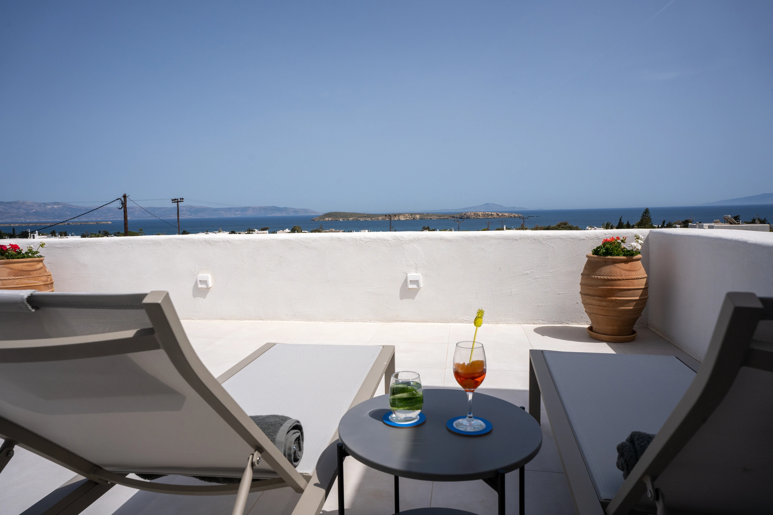 The Aegean sea and distant islands viewed from the Odyssey balcony
