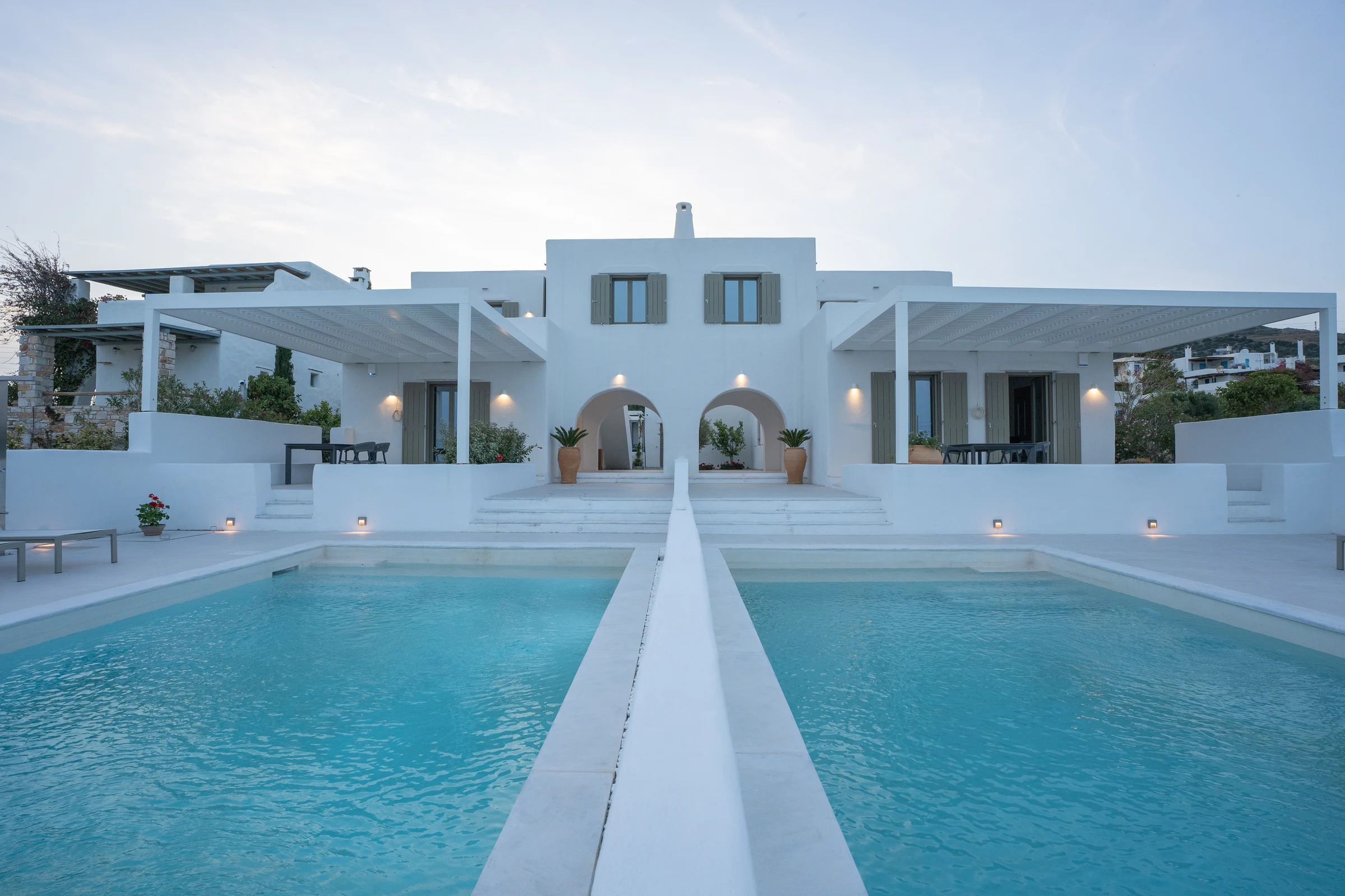 The whole estate at Paros Breeze, with a private saltwater pool
